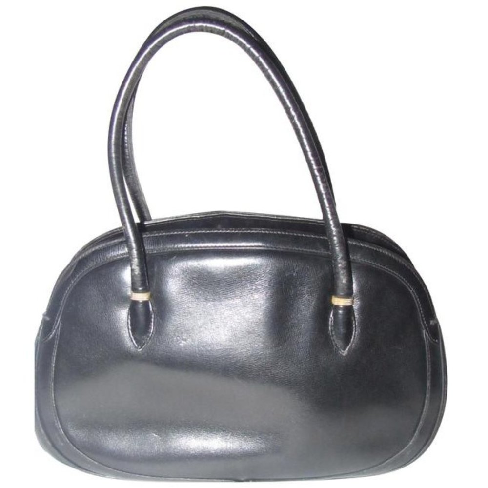 Gucci Vintage Buttery Soft Black Leather Satchel Top Handle
